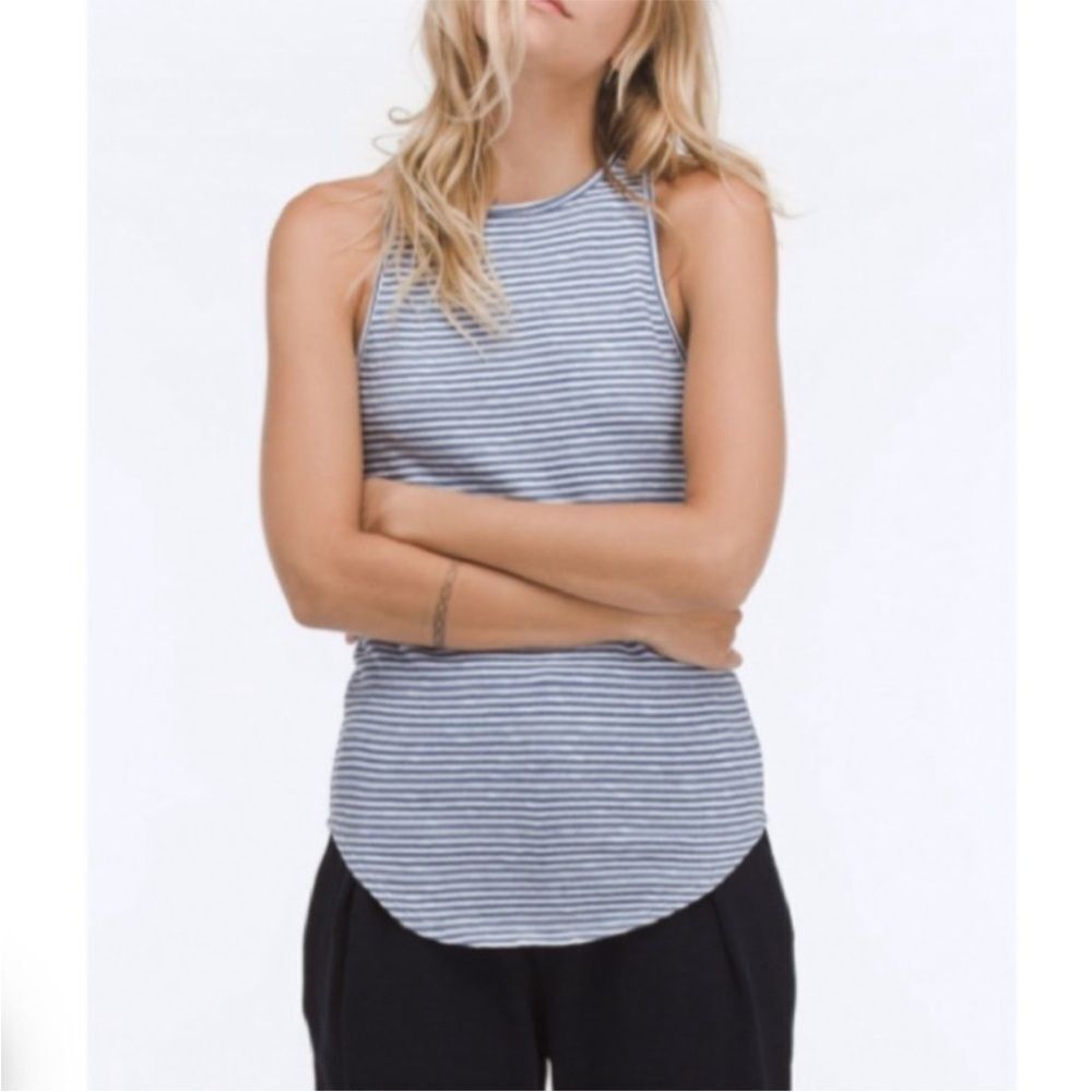 AG Adriano Goldschmied Blue and White Striped Tank Top Women Size L